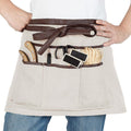  Tablier De Jardin Court Couleur Taupe Ceinture Simili-cuir 7 Poches 100% Coton - Taille Unique